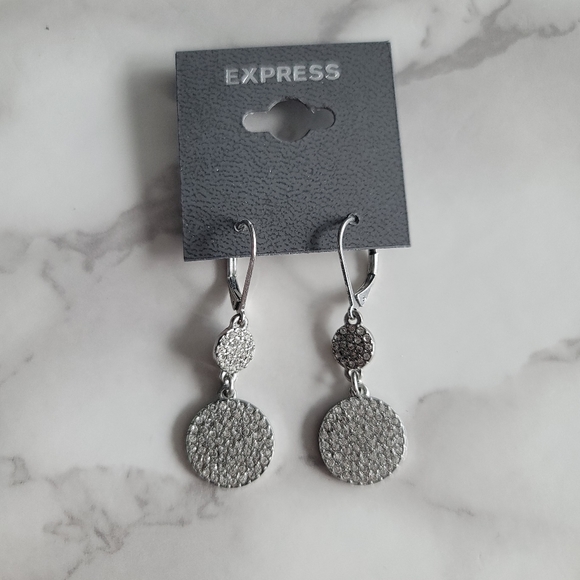 2/$15 NEW EXPRESS Dangle Pave Double Disc Earrings - Picture 3 of 6